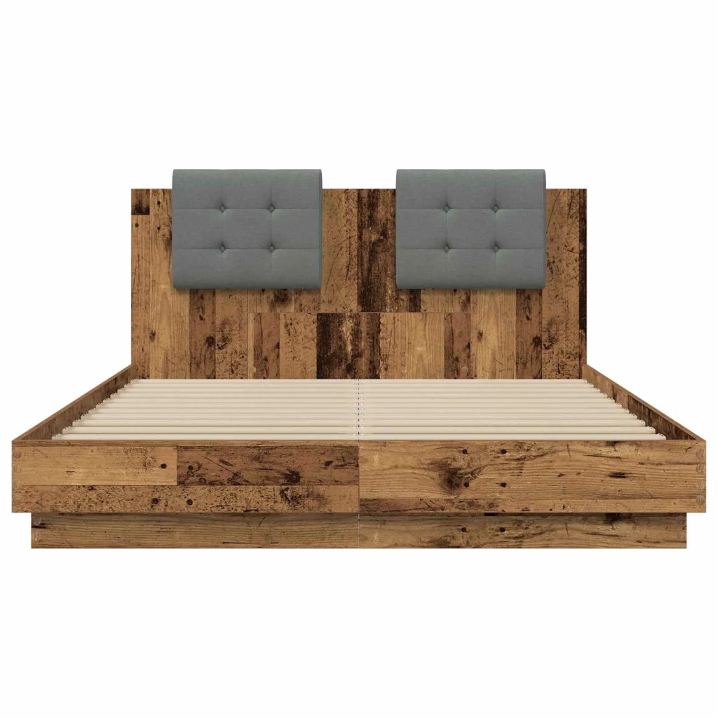 Struttura letto con testata-Giroletto Legno vecchio 140 x 200 cm