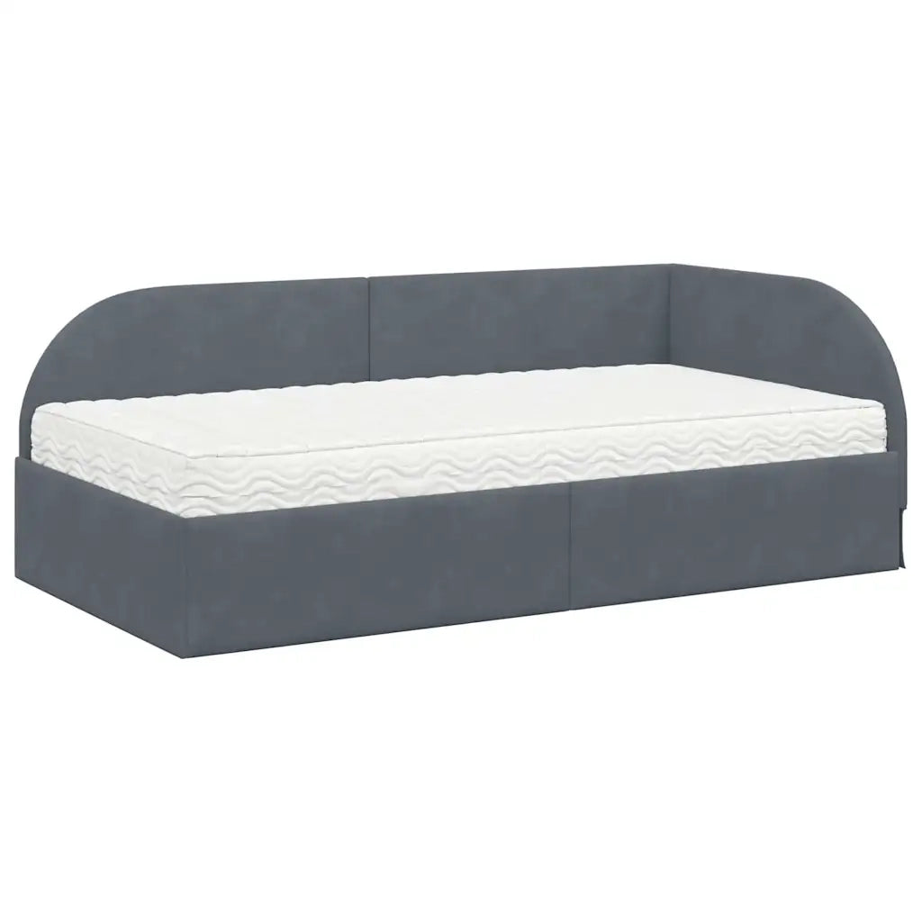 Struttura Letto Angolare con Materasso 2 pcs Grigio Velluto