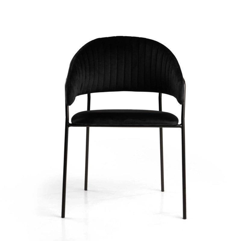 Poltrona Velluto Chloe Nero Struttura Nero Cm 59x51h49/83,5