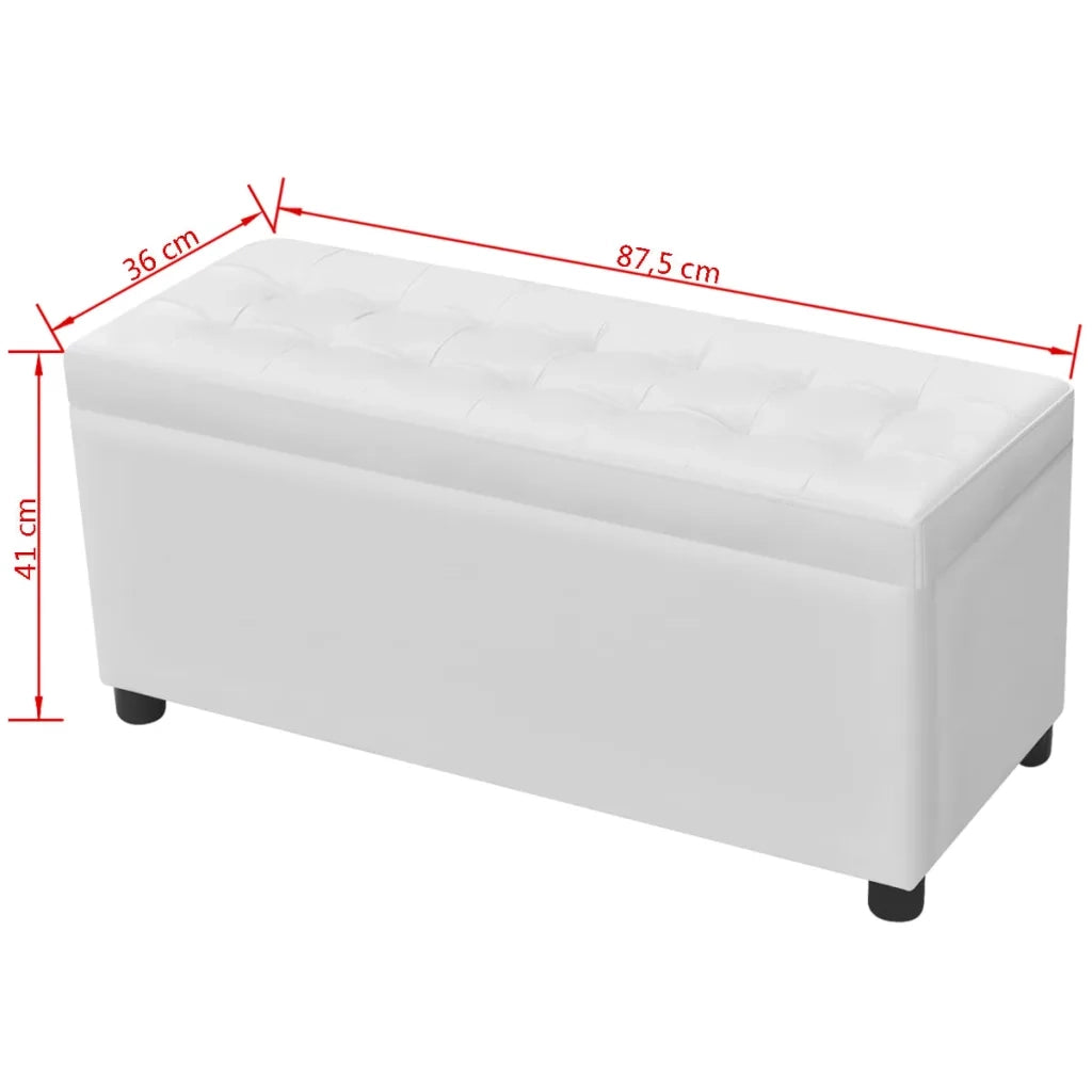 Sgabello con Contenitore in Pelle Artificiale Bianco