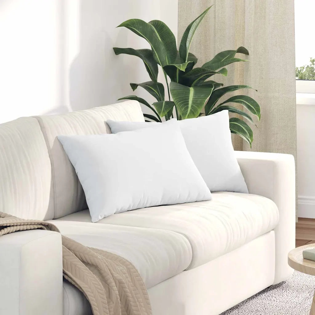 Cuscini da Divano 2 pz-Set di 2 Cuscini per Sofa Bianco 60 x 40 cm Tessuto