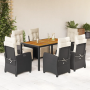 Set da Pranzo da Giardino 7 pz Nero con Cuscini in Polyrattan 3212903