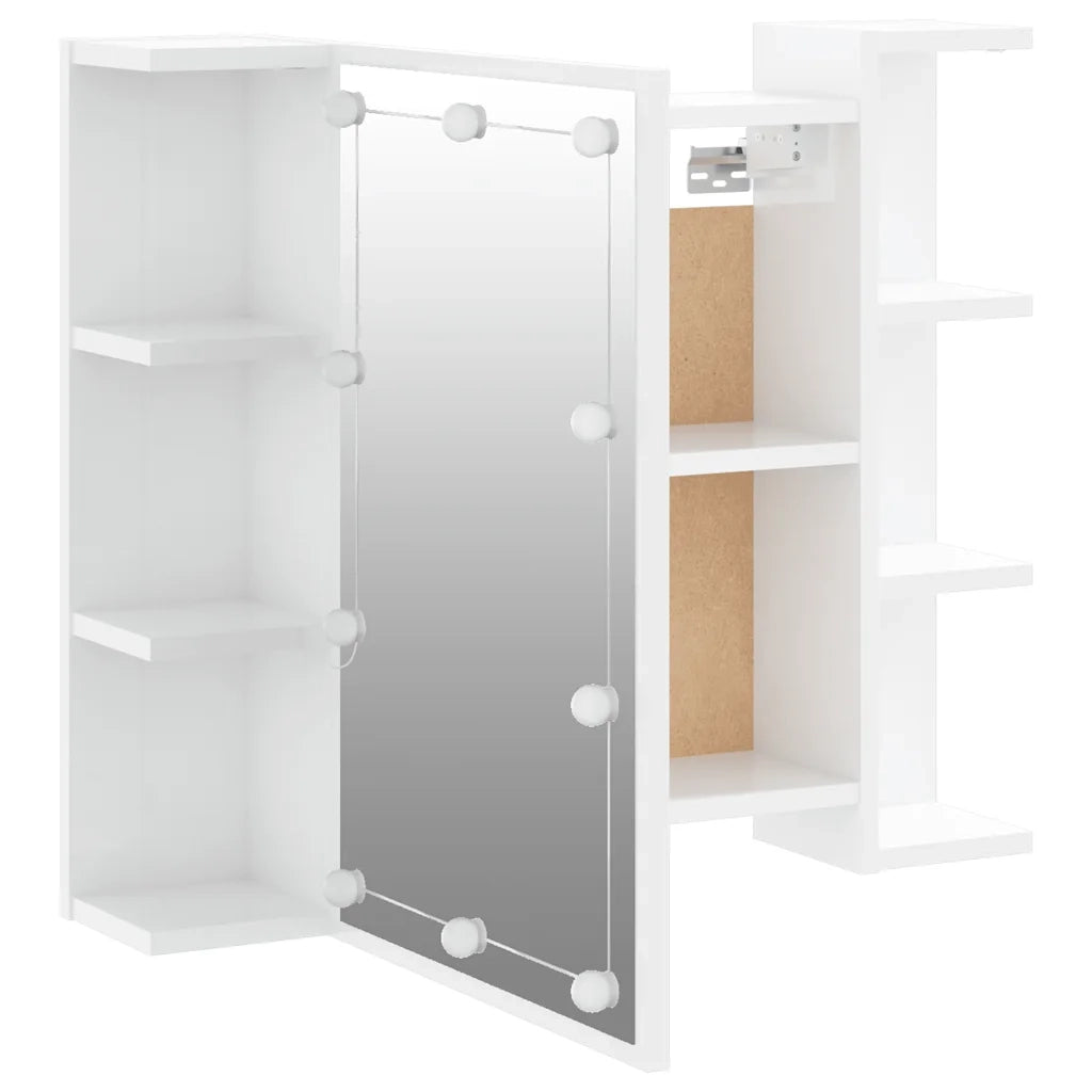 Mobile a Specchio con LED Bianco Lucido 70x16,5x60 cm 808879