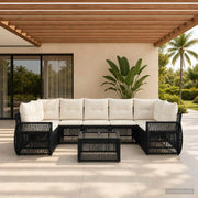 Set Divano da Giardino 8 pz Nero polyrattan 3435358
