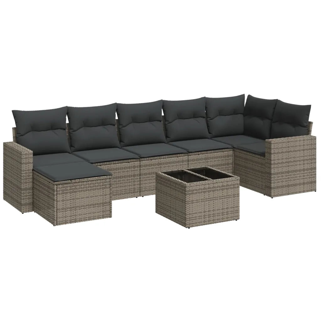 Set Divano da Giardino 8 pz con Cuscini Grigio in Polyrattan 3219280