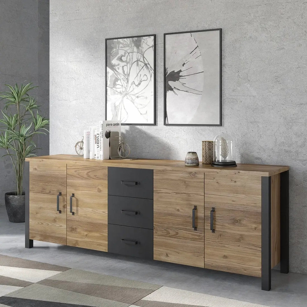 Buffet DARWIN – 220 cm in abete e nero opaco