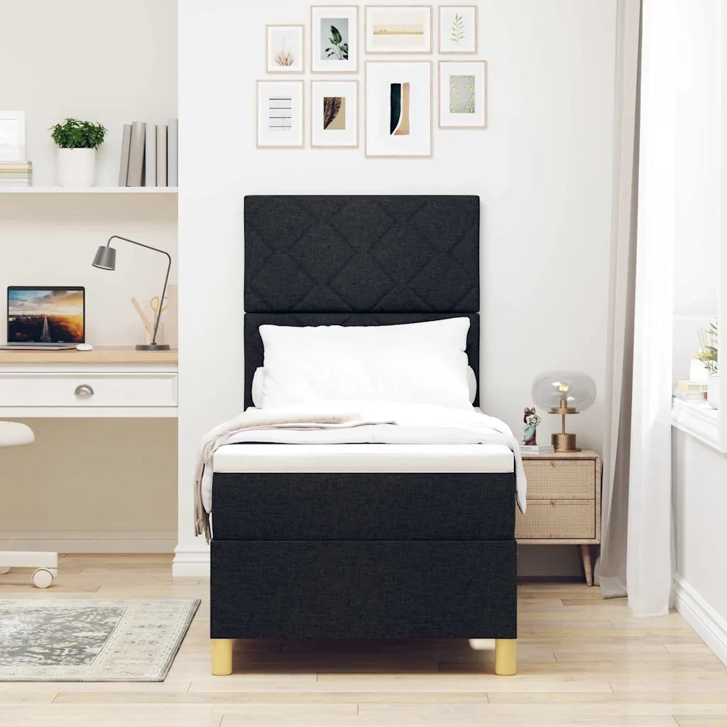 Letto a Sorgente LED con materasso Nero 80 x 200 cm Tessuto 3343133