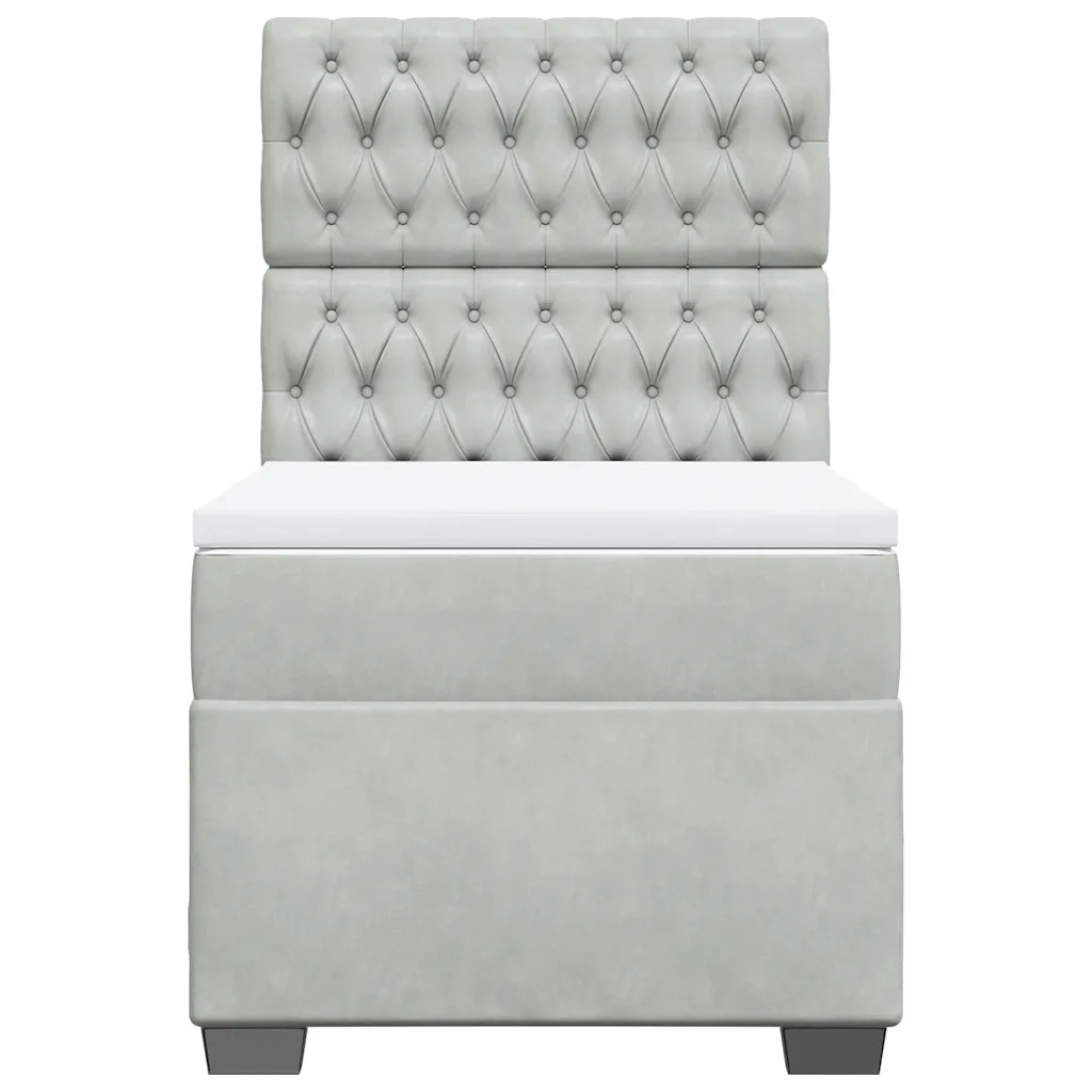 Giroletto a Molle con Materasso Grigio Chiaro 80x200 cm Velluto