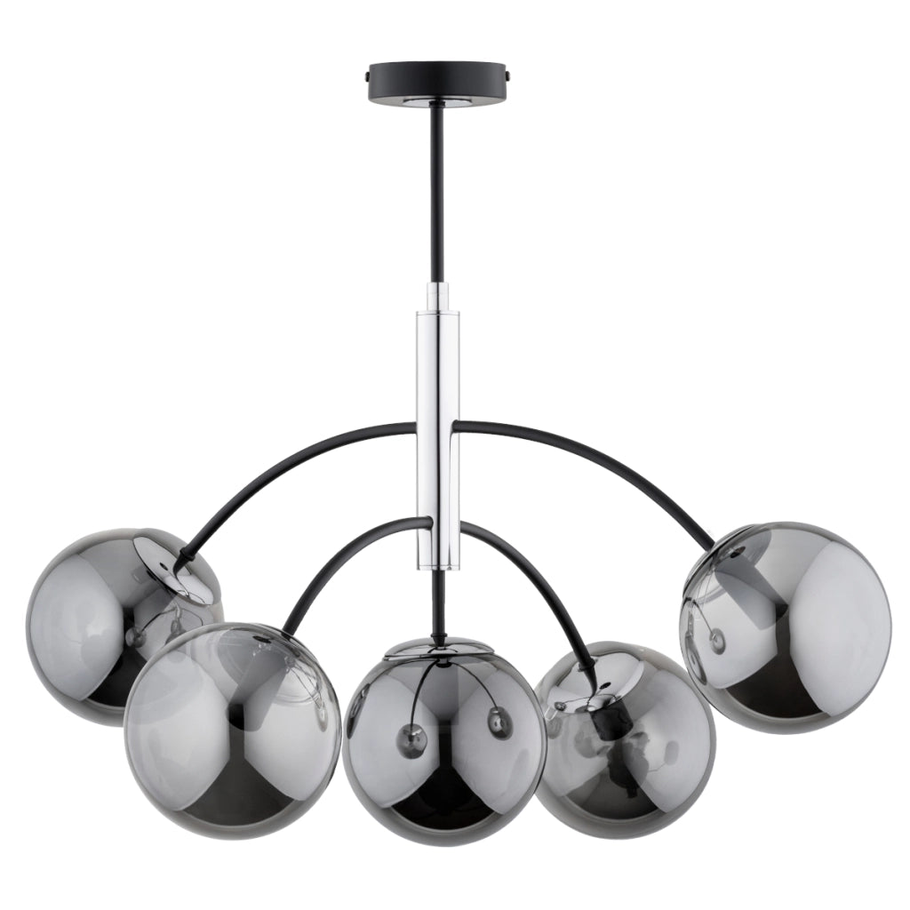 Plafoniera moderna nero/argento sfere fumé 5xE14 ARINI Alfa