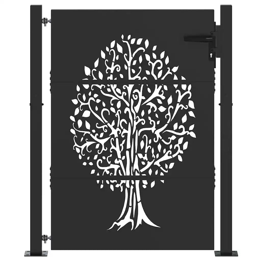 Cancello da giardino con blocco Nero 110 x 130 cm CFW2230695