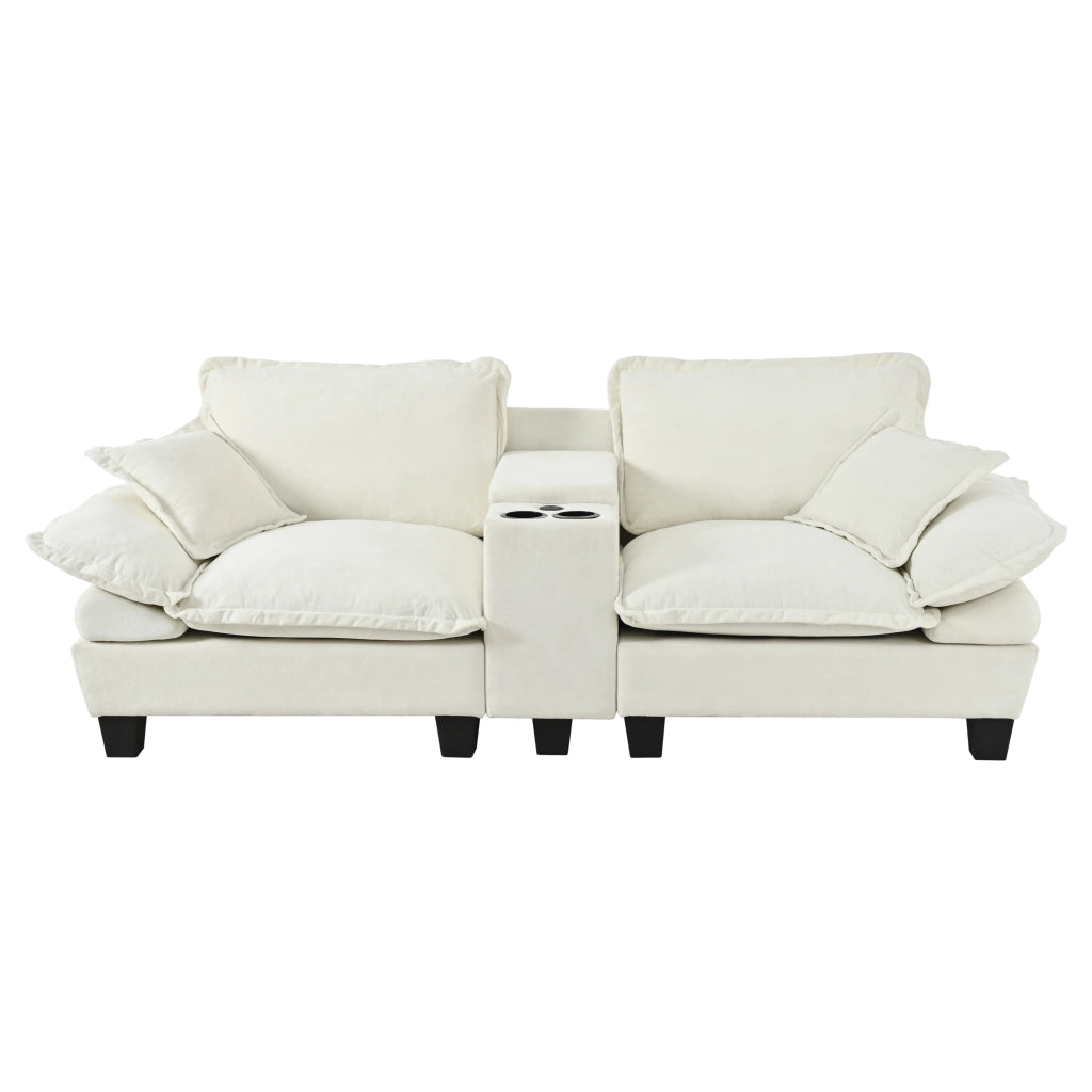 Divano Modulare Angolare con Contenitore e Cuscini ¨C MINIMAL ¨C Chenille Beige