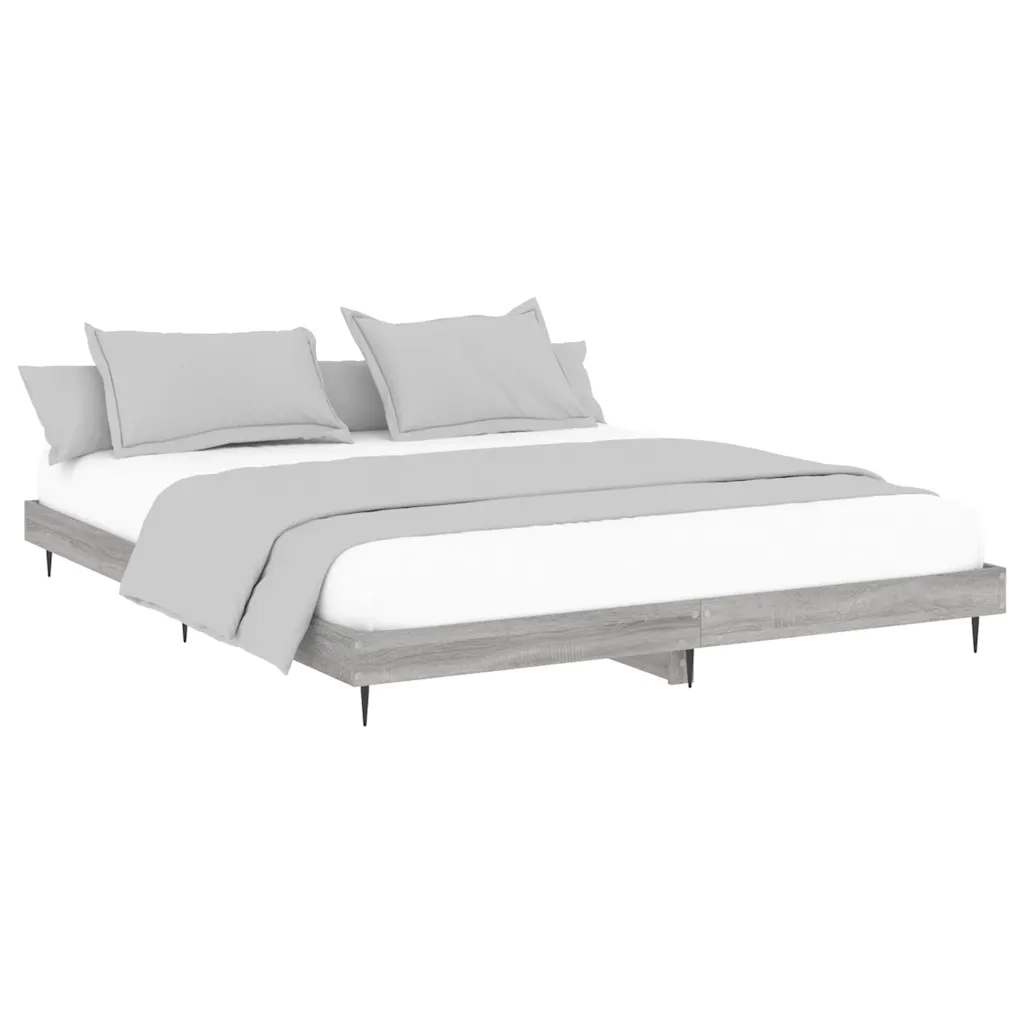 Letto matrimoniale | Letto per adulti | Giroletto Grigio Sonoma 200x200 cm in Legno Multistrato