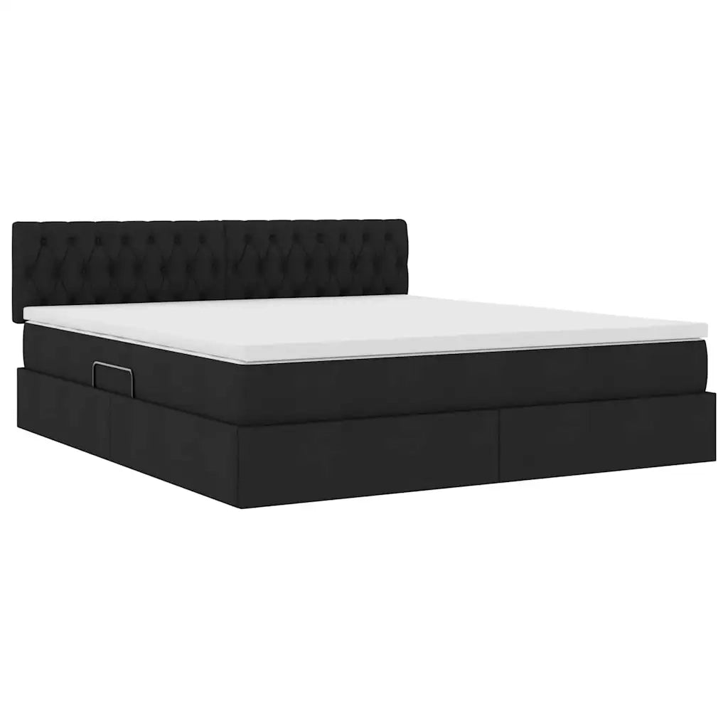 Letto con contenitore e materasso Nero 160 x 200 cm