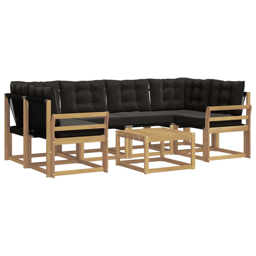 Set di divani da esterno con cuscino 7 pcs Bianco e Nero 3389262