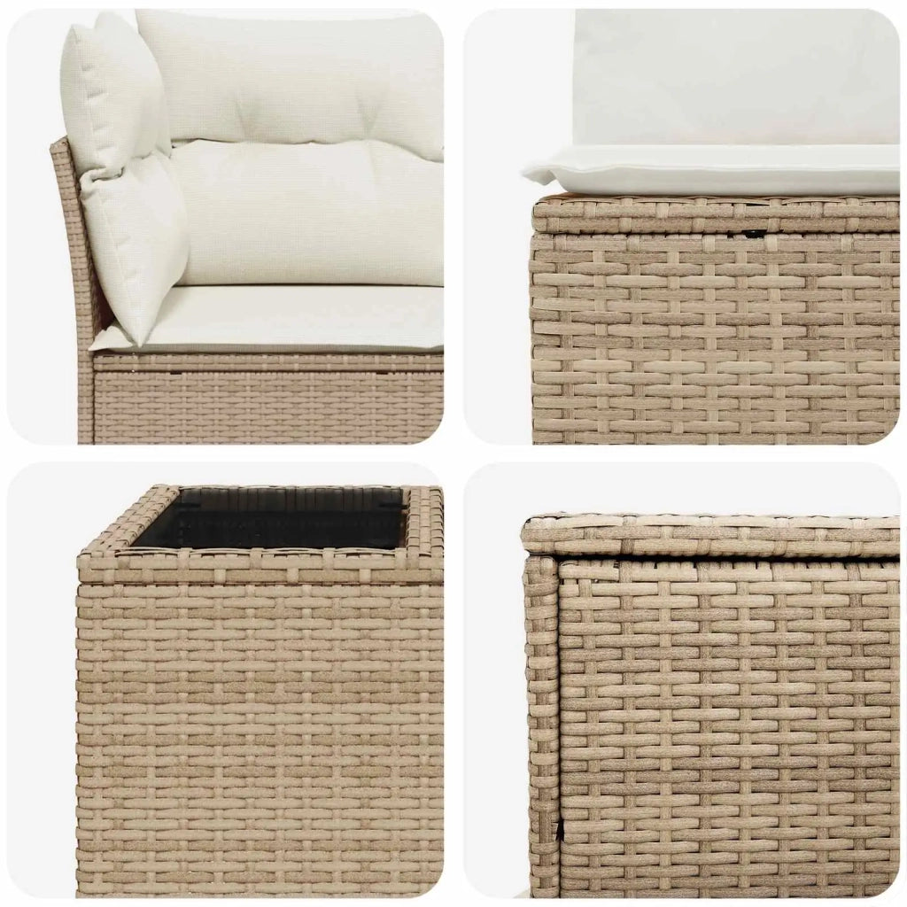 Set di divani 6 pz Beige e Bianco Crema 3447360