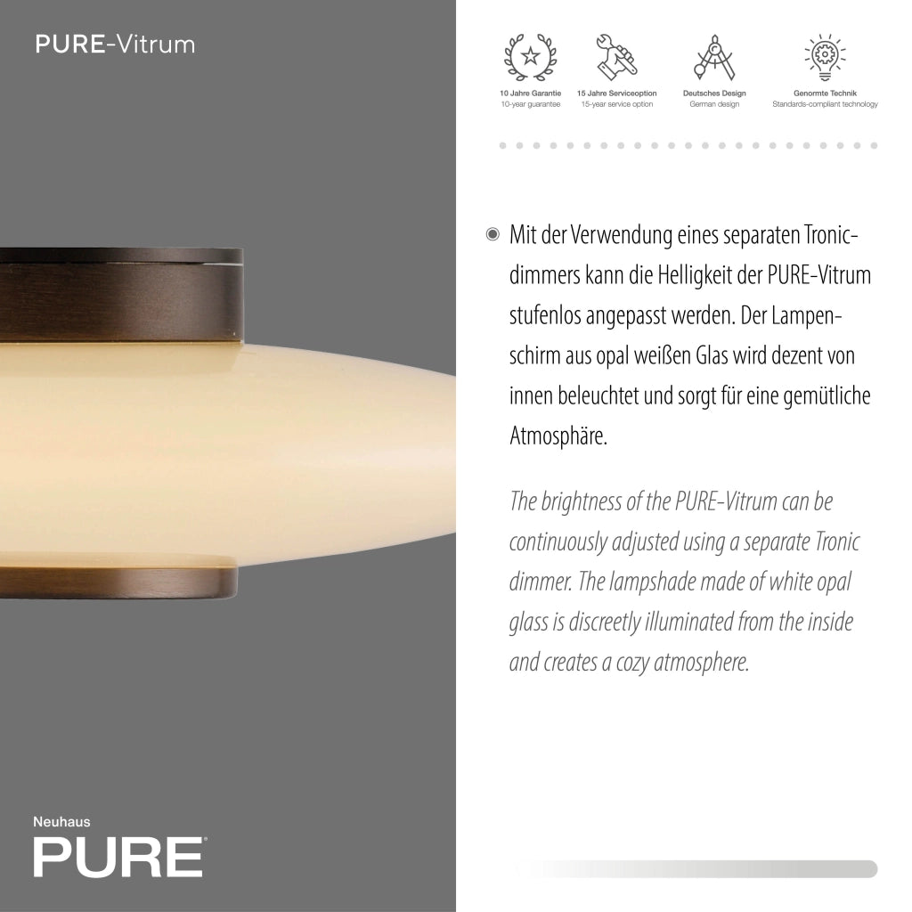 Plafoniera/Parete PURE VITRUM bronzo vetro Ø22 LED 11W