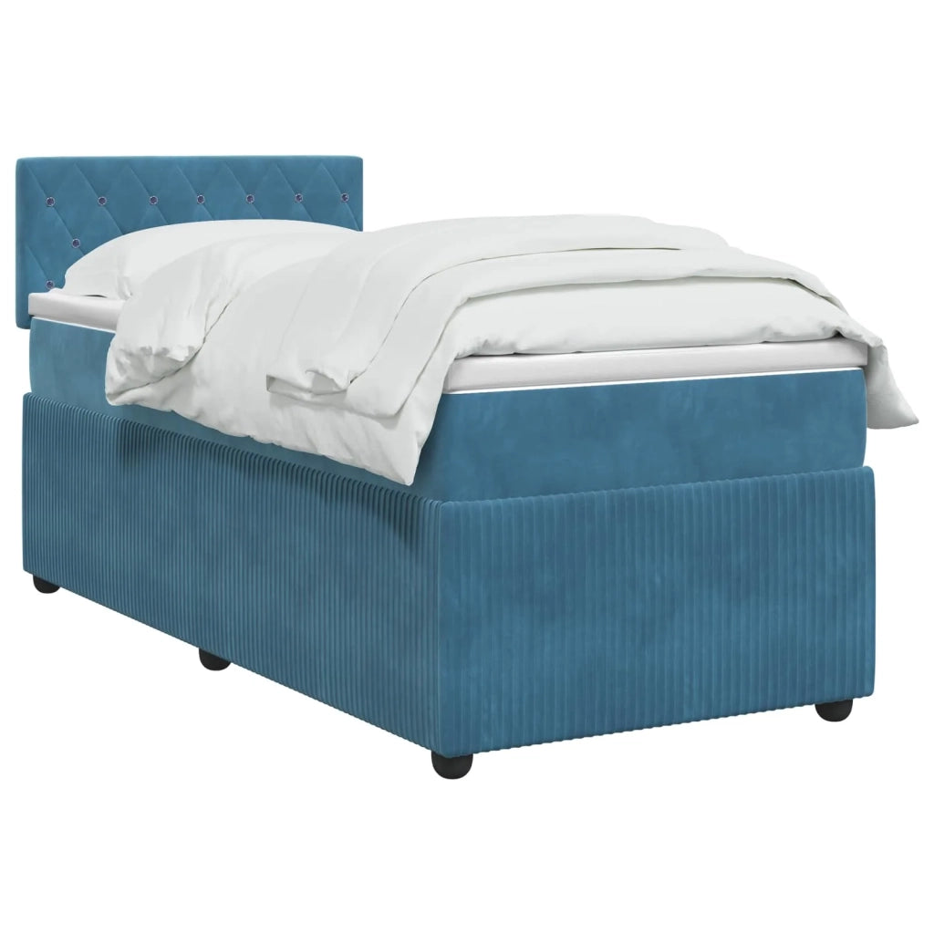 Letto box spring con materasso Blu 90 x 200 cm Velluto 3453063