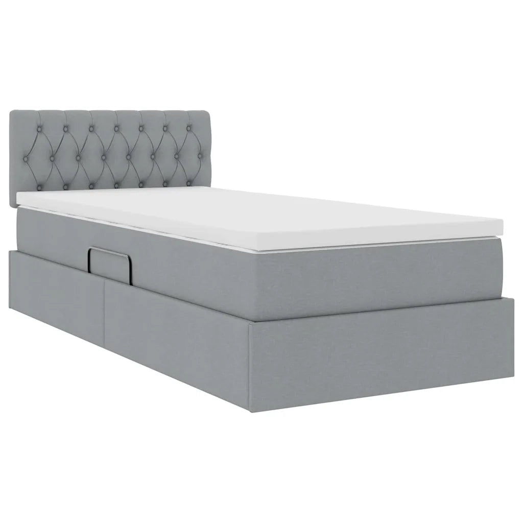 Letto con contenitore e materasso Grigio chiaro 90 x 190 cm 3370539