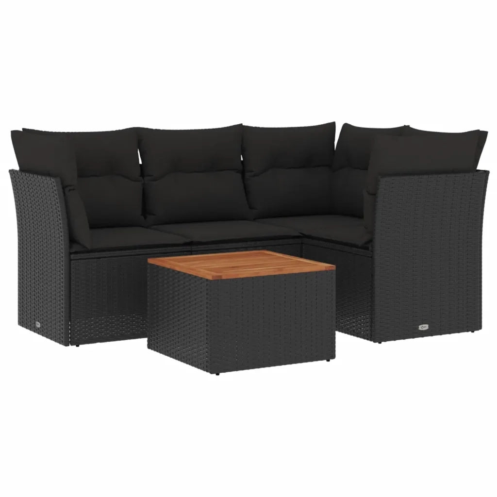 Set Divani da Giardino 5 pz con Cuscini in Polyrattan Nero 3255950
