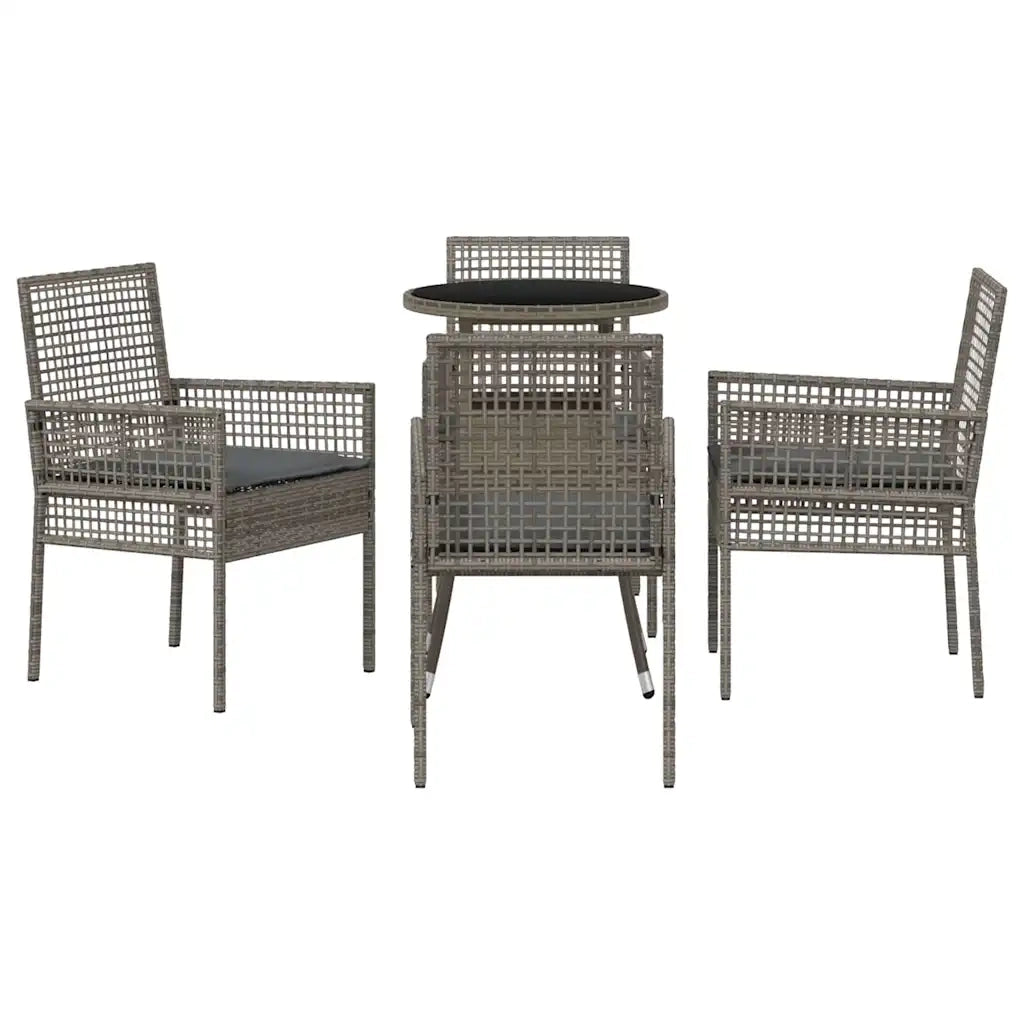Set da Pranzo per Giardino 5 pcs Grigio polyrattan 3334946
