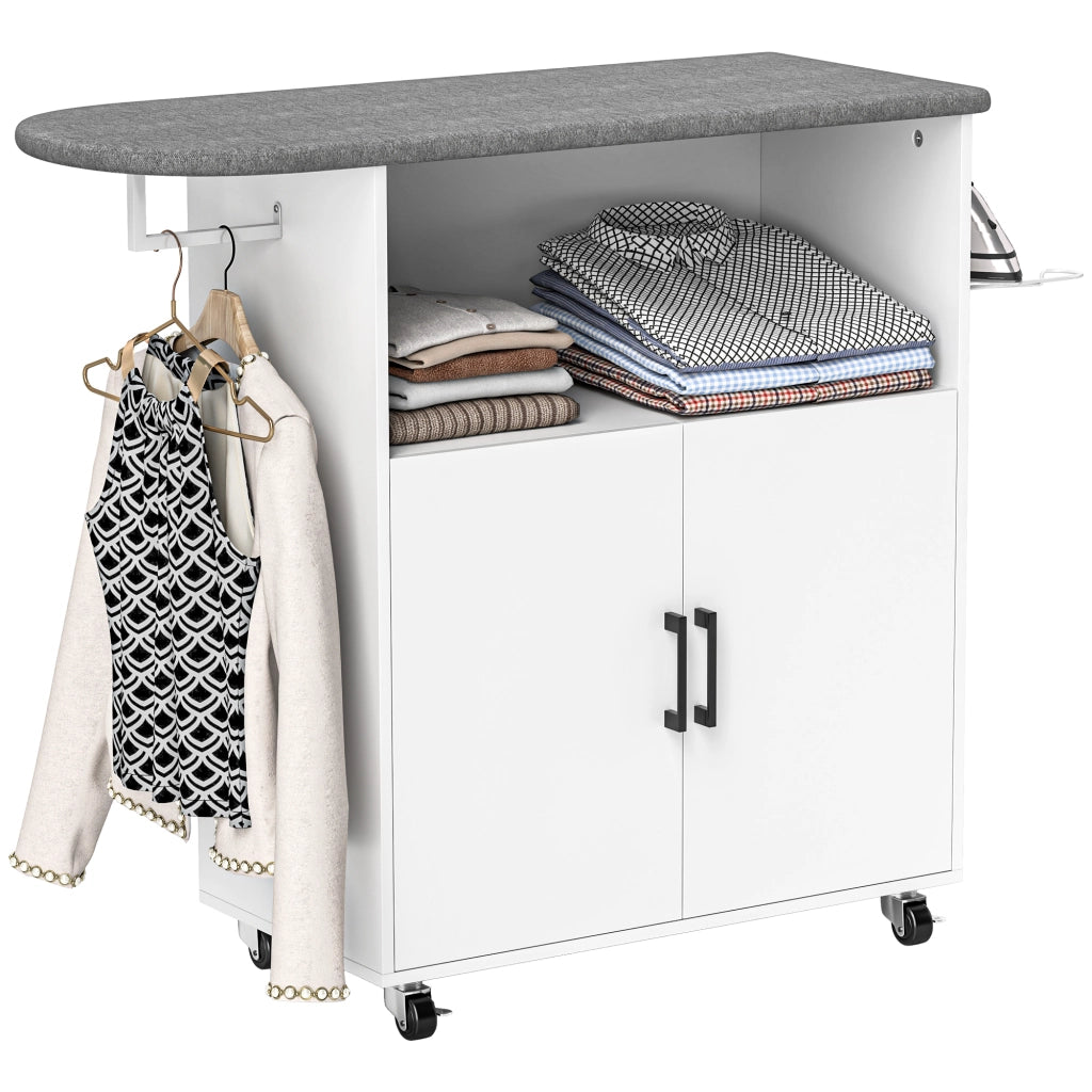 Armadio Asse da Stiro con Ante e Cassetti ¨C Minimal ¨C Bianco 125x43.5x102.5 cm
