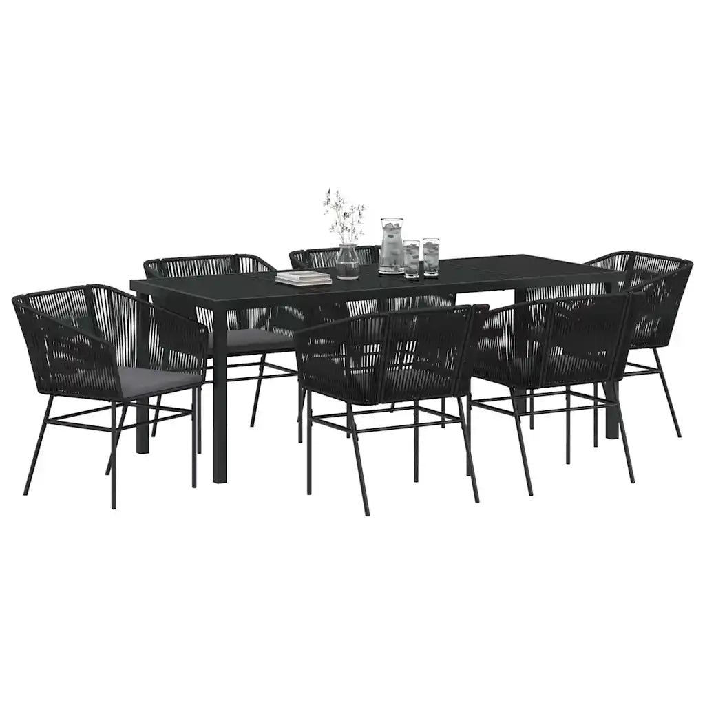 Set da Pranzo per Giardino con cuscino 7 pcs Nero 3380923