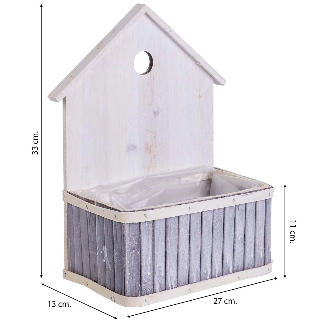 Supporto per fioriera quadrato in bambù grigio 27x13x33/11H cm