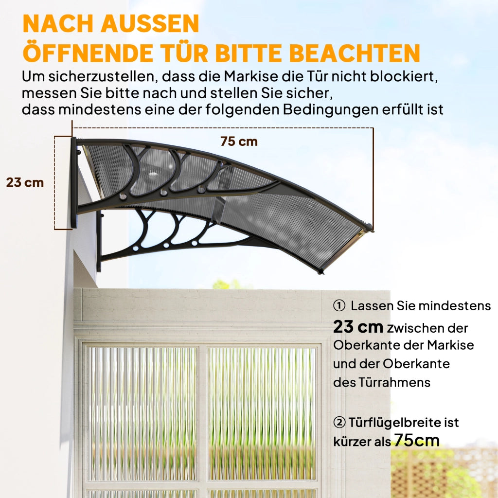Vordach per Porta d'Ingresso ¨C zephmum ¨C Nero 100x75x23 cm