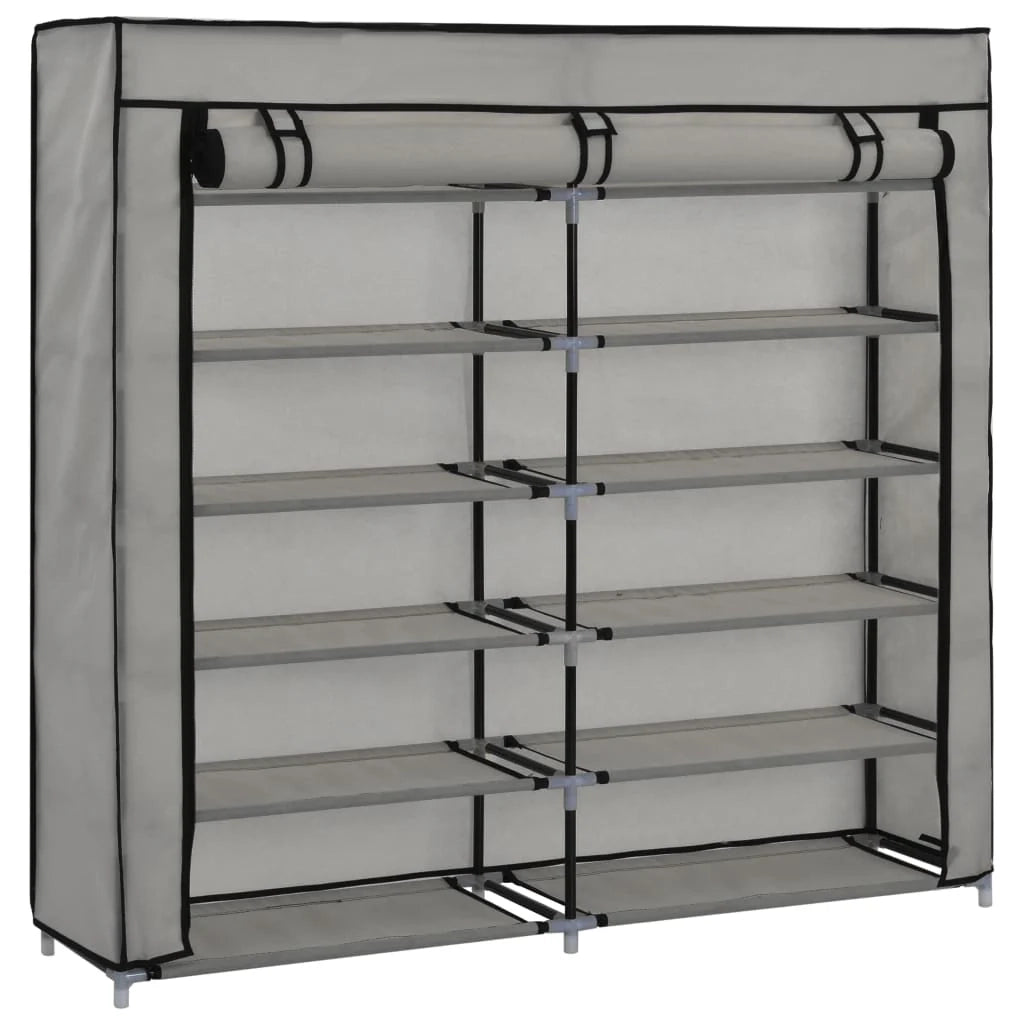Scarpiera mobile contenitore per scarpe mobile per ingresso/corridoio/soggiorno con coperchio 115 x 28 x 110 cm tessuto grigio 02_0021409