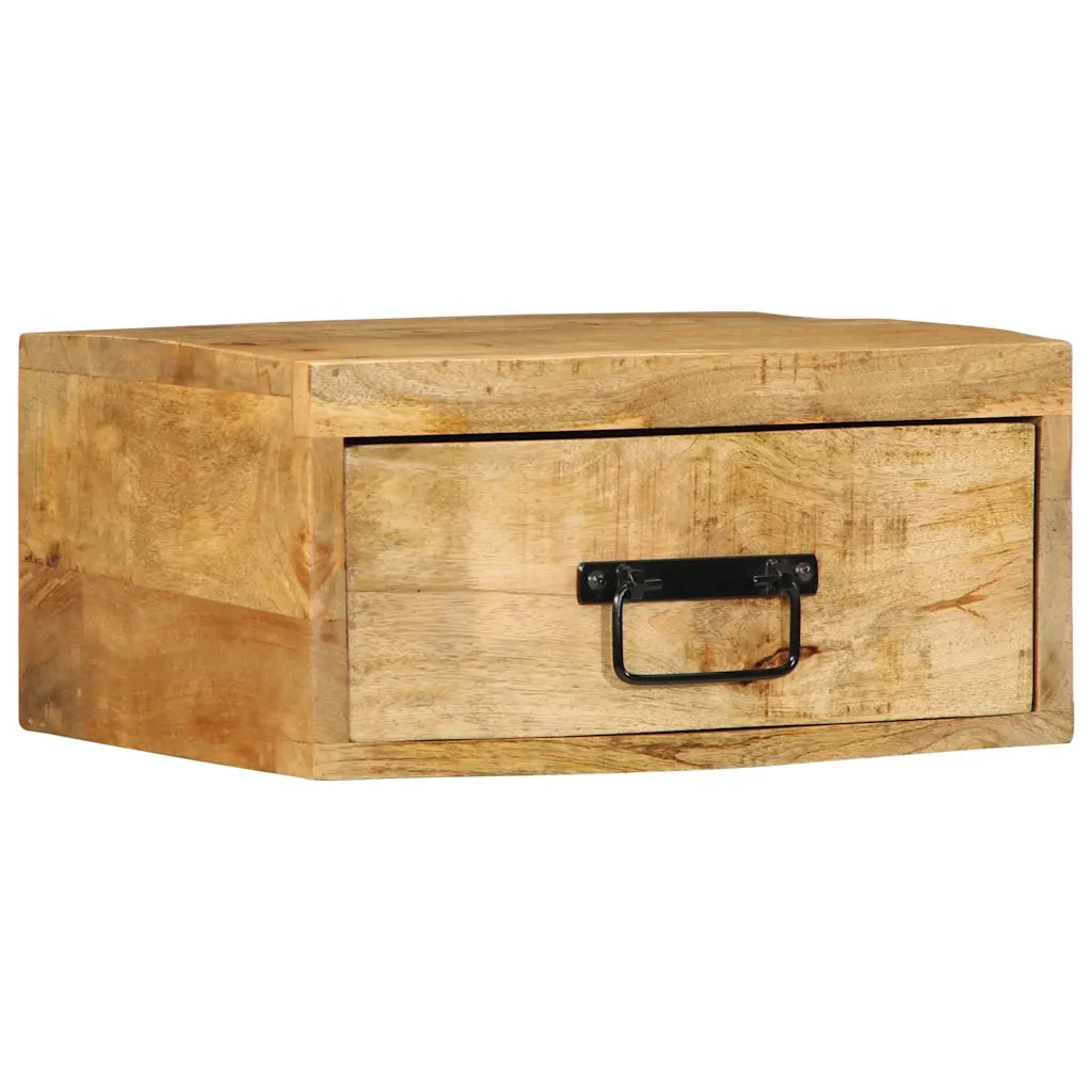 Comodino a Parete in Legno Grezzo Massello di Mango 4017452