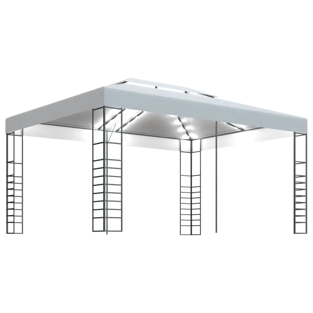 Gazebo | Pergolato con Stringa di Luci LED 4x3x2,7 m Bianco