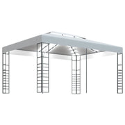 Gazebo | Pergolato con Stringa di Luci LED 4x3x2,7 m Bianco