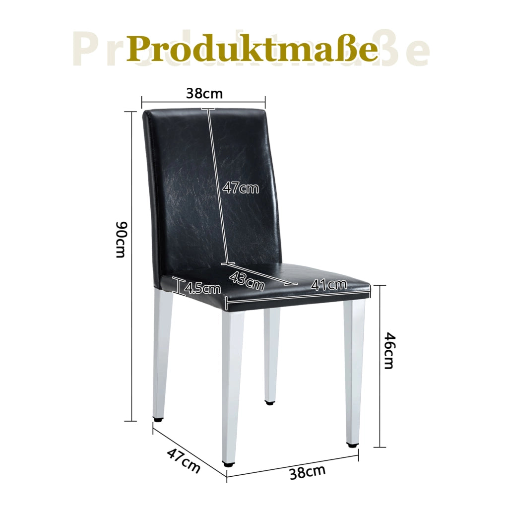 SEDIA da pranzo Set da 2 pezzi 90 cm nero e argento in PU e metallo