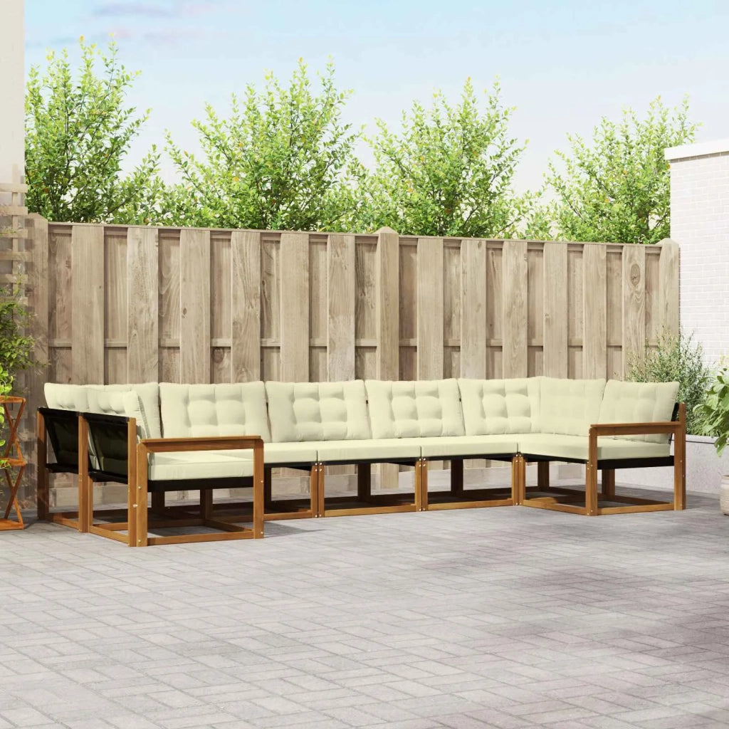 Set di divani da esterno con cuscino 7 pcs Naturale e Crema 3369809