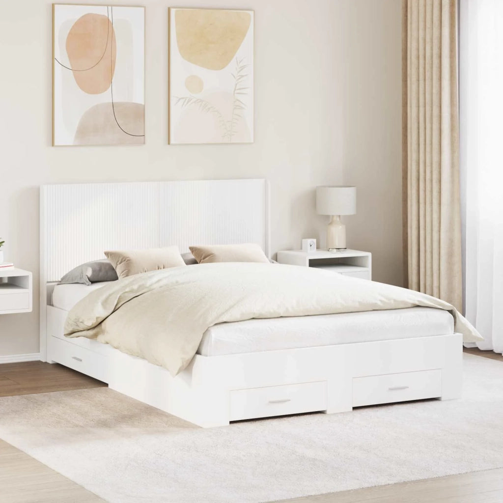 Struttura del letto con stoccaggio e testata Bianco 3414101