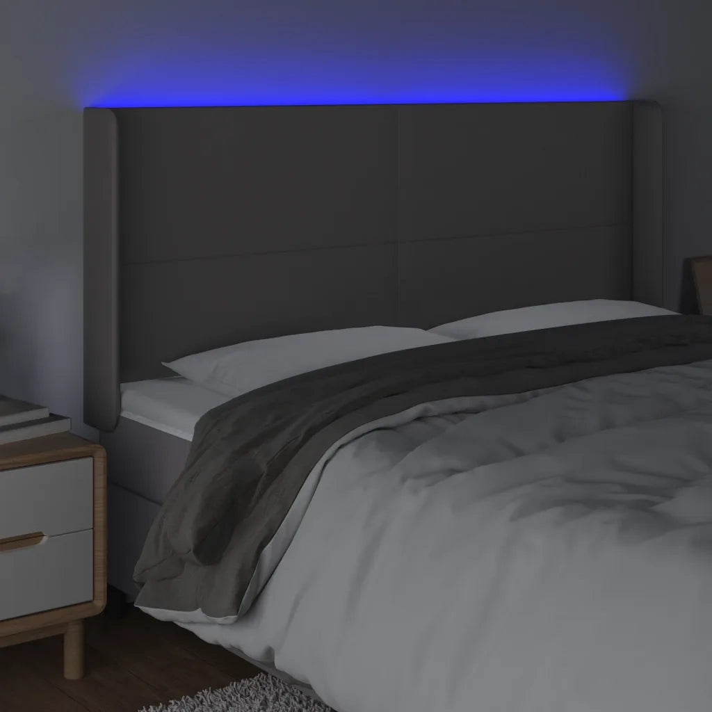 Testiera a LED Grigio 183x16x118/128 cm in Similpelle 3123874