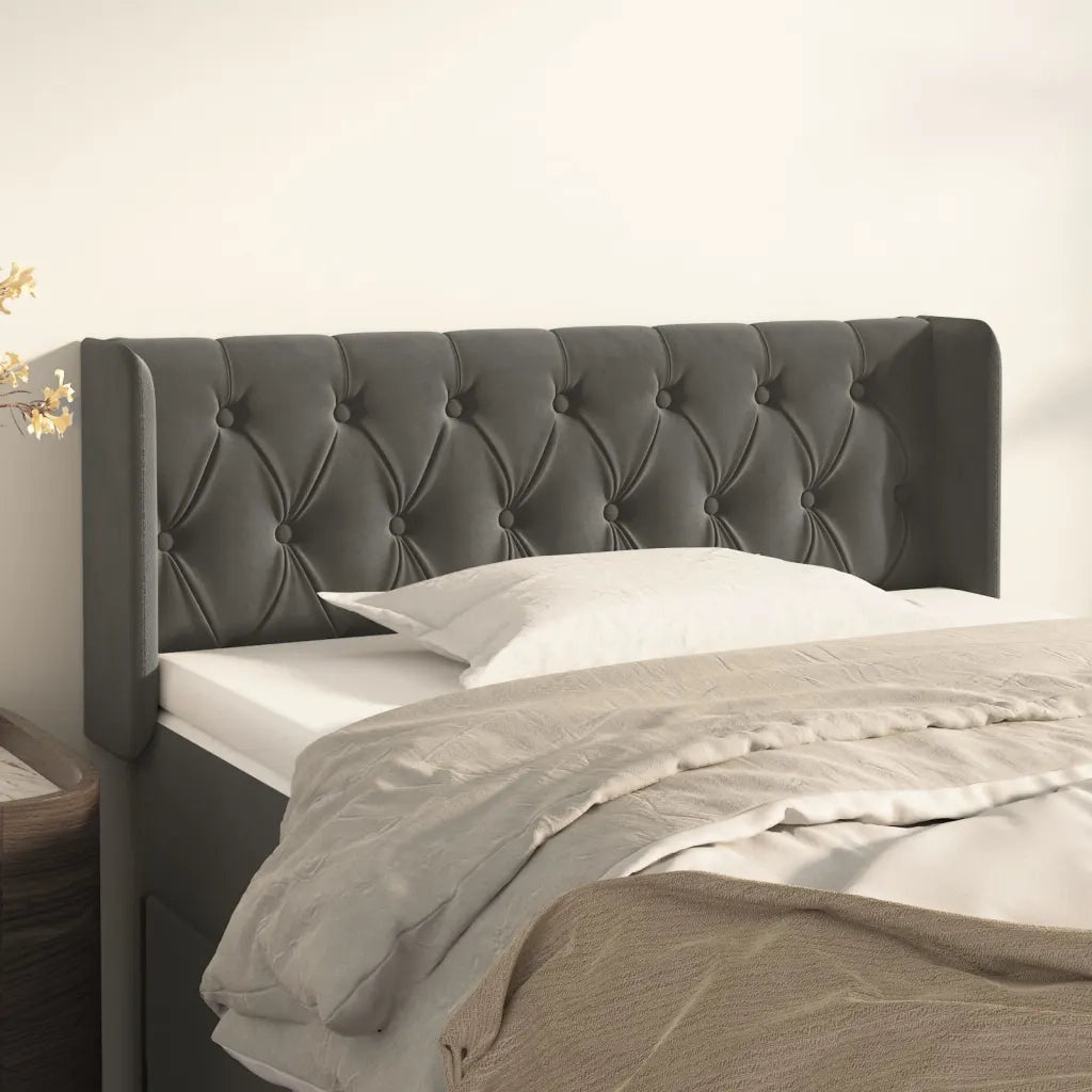 Testiera ad Orecchio-Testata con Orecchie Grigio Scuro 103x16x78/88 cm in Velluto 872087