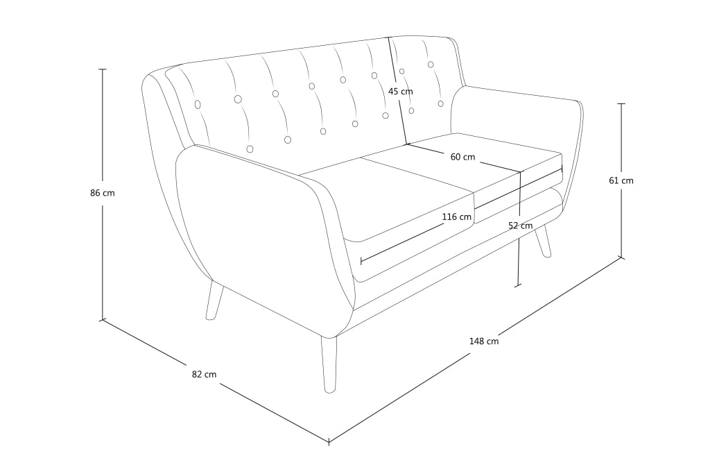 Divano 2 posti in tessuto grigio dallo stile scandinavo - Emily - DI-EM012P