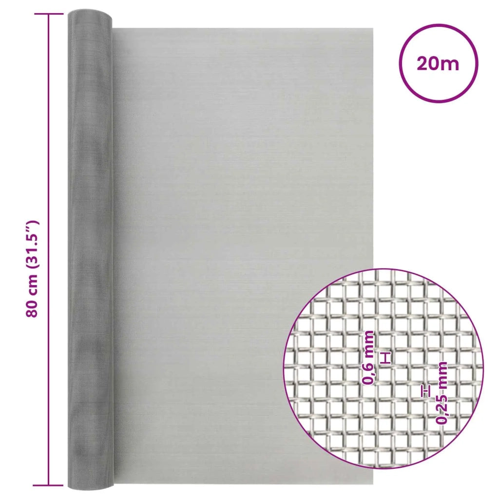 Rete per schermatura 80 x 2000 cm 30 Mesh Argento 42039556