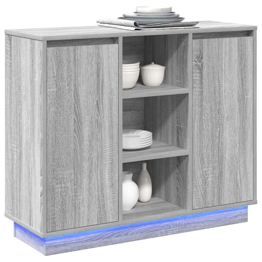 Madia LED Grigio Sonoma 90 x 32 x 75 cm Legno multistrato 869687