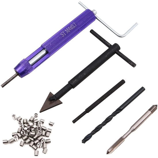 Kit di riparazione di filo - 24 pezzi Helicoil - Strumento robusto - Adatto alla riparazione di motori - Inserzione Rvs - Efficiente e duraturo