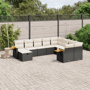 Set Divani da Giardino 10pz con Cuscini in Polyrattan Nero 3259557