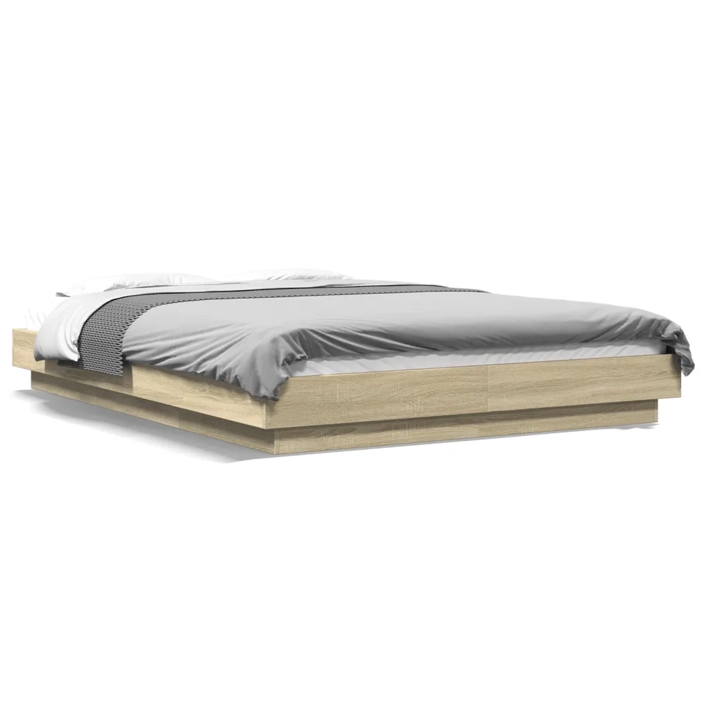 Letto matrimoniale | Letto per adulti | Giroletto Rovere Sonoma 140x200 cm in Legno Multistrato