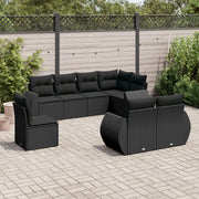 Set Divani da Giardino con Cuscini 8 pz Nero in Polyrattan 3221634