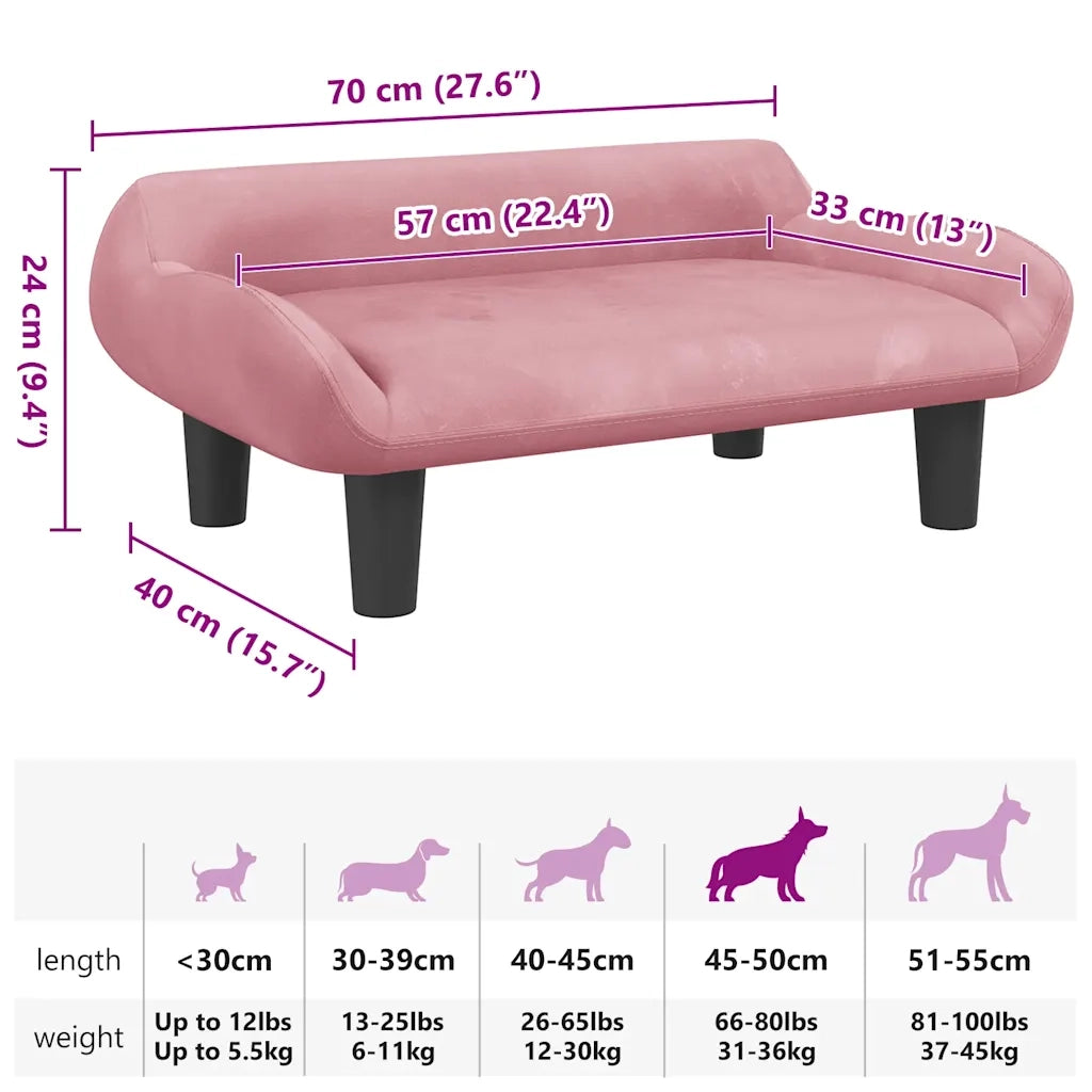 Lettino per Cani Rosa 70x40x24 cm in Velluto 171954