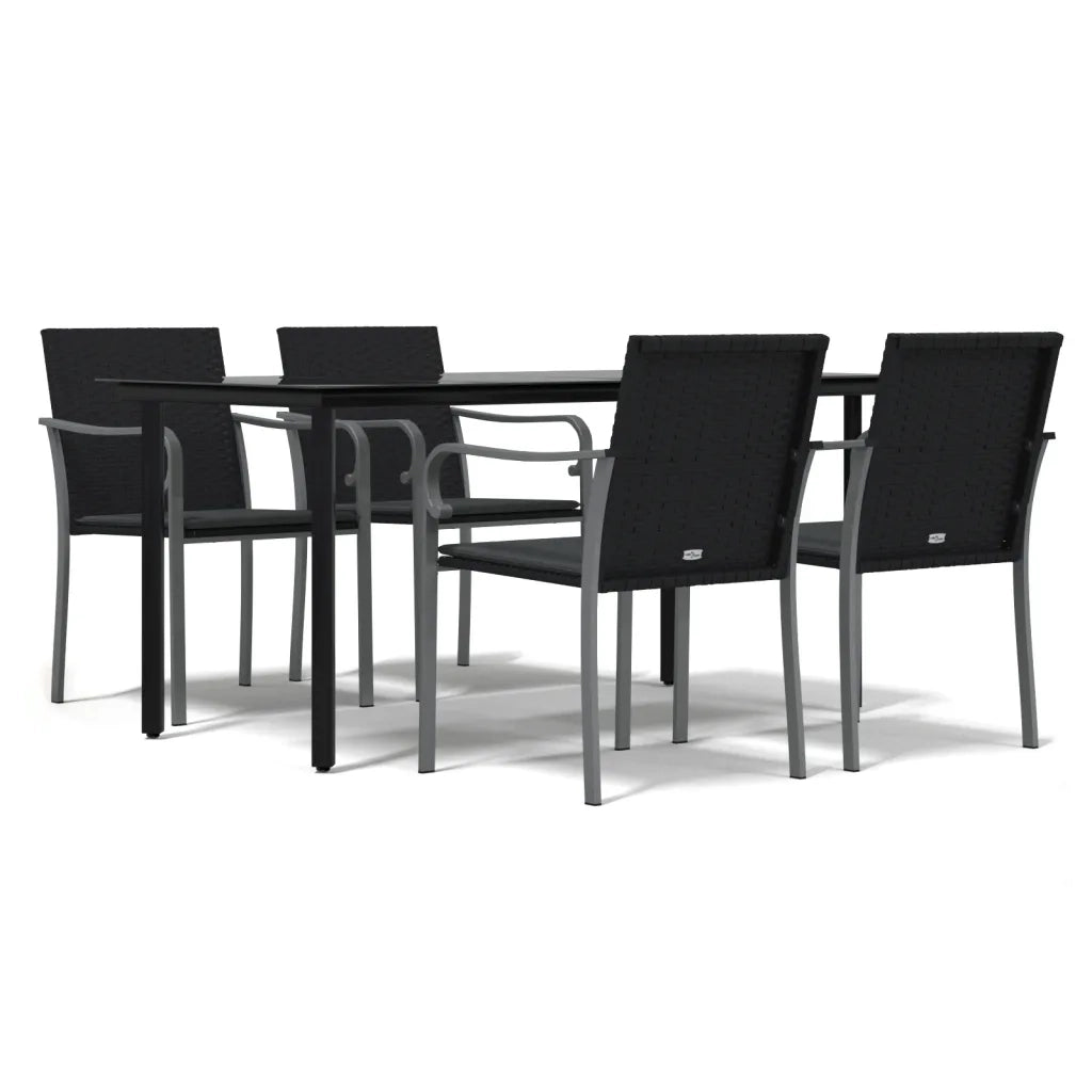 Set Pranzo da Giardino 5pz con Cuscini in Polyrattan e Acciaio 3186963