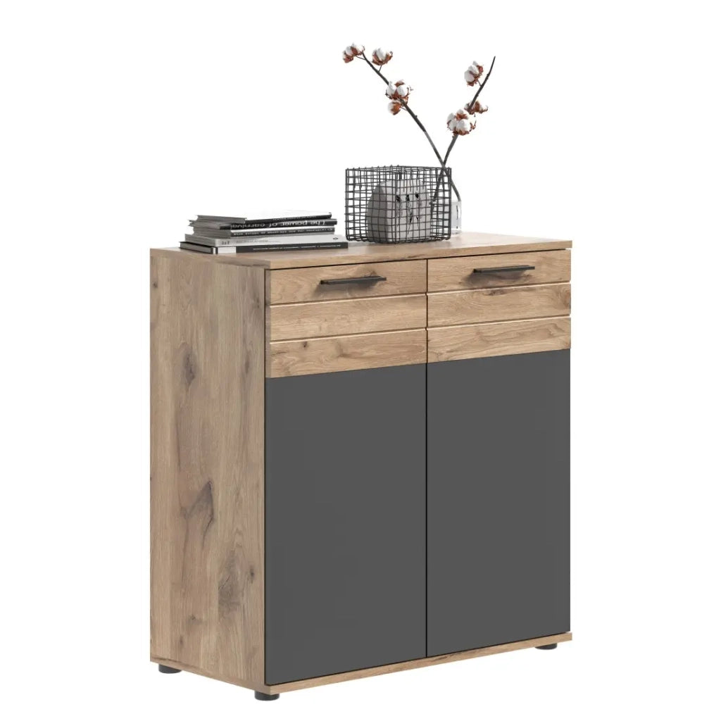 Buffet 2 porte – Grigio antracite e quercia chiara – SELMA