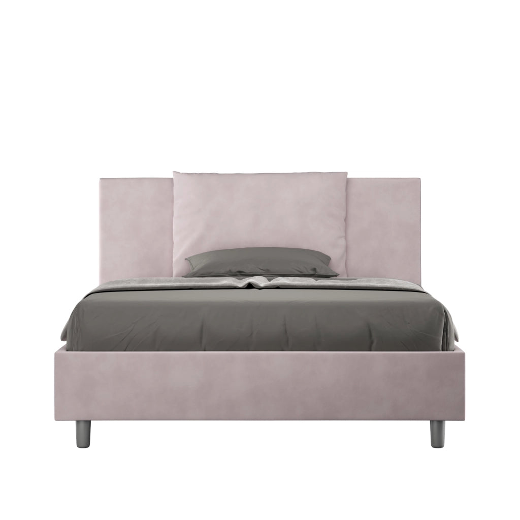 BS COM Letto una piazza e mezza con rete imbottito 130x200 microfibra glicine
