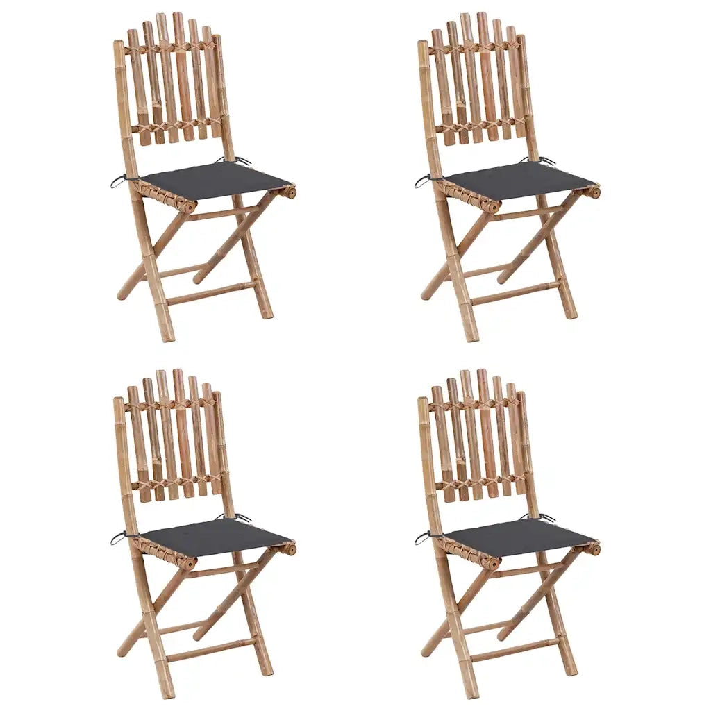 Set da Pranzo da Giardino 5 pz Pieghevole con Cuscini in Bambù 3063960