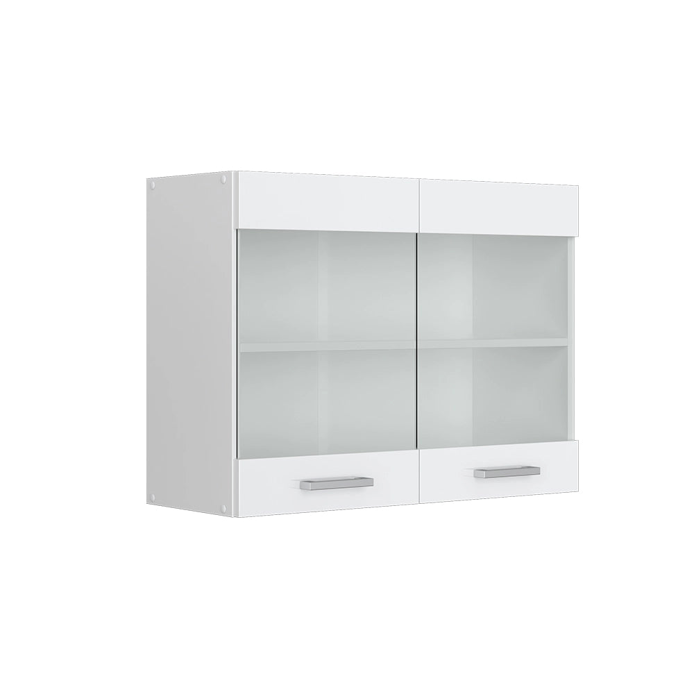Mobile da cucina in vetro R-Line Bianco lucido/Bianco 80 cm Vicco